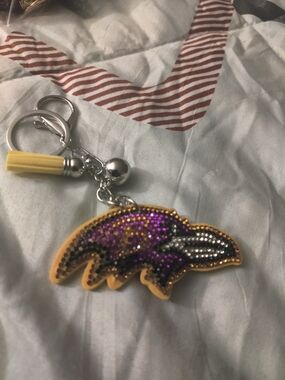 Bling Raven Keychain / Bag Charm with Yellow Tassel